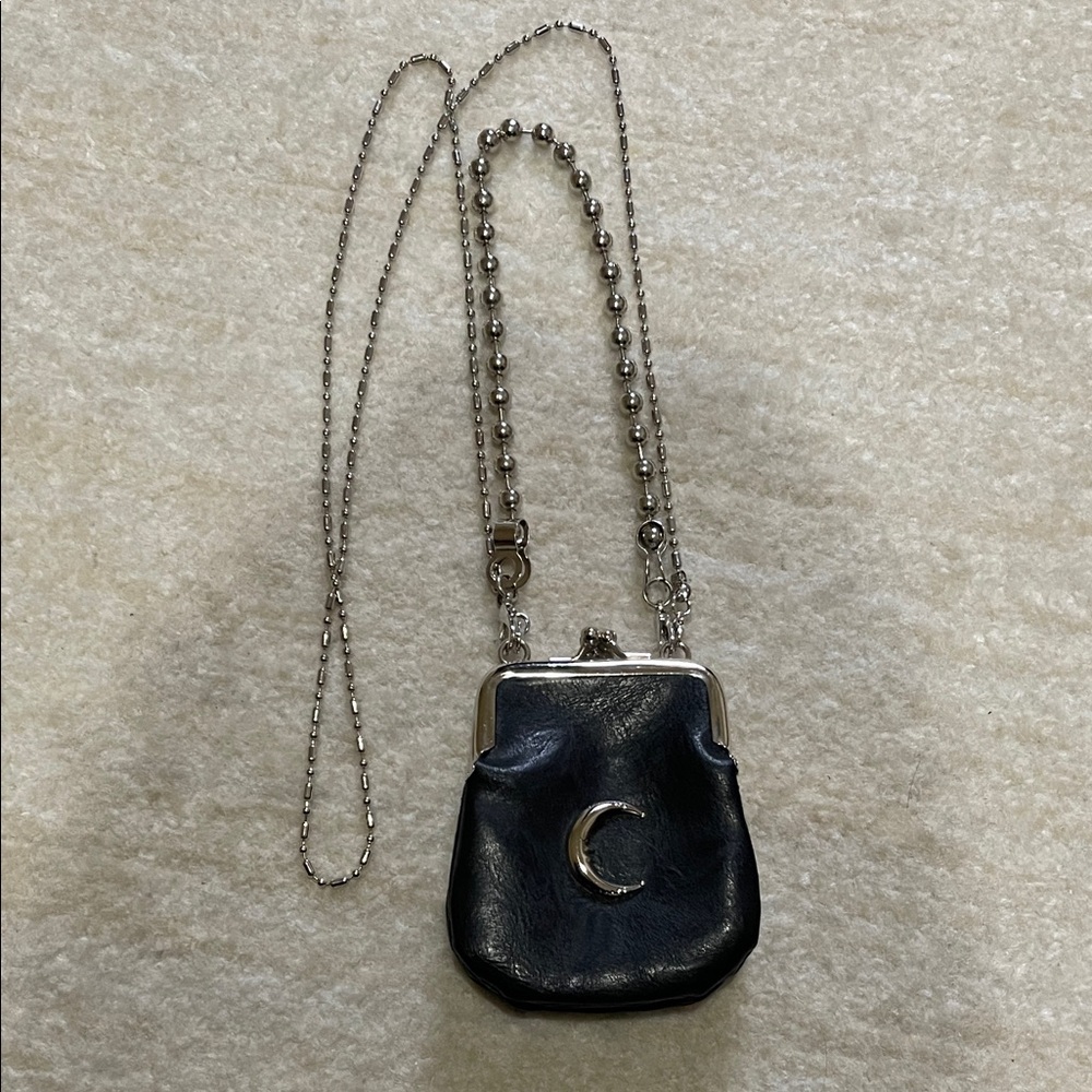 Black Crescent Moon Accent Crossbody Bag -